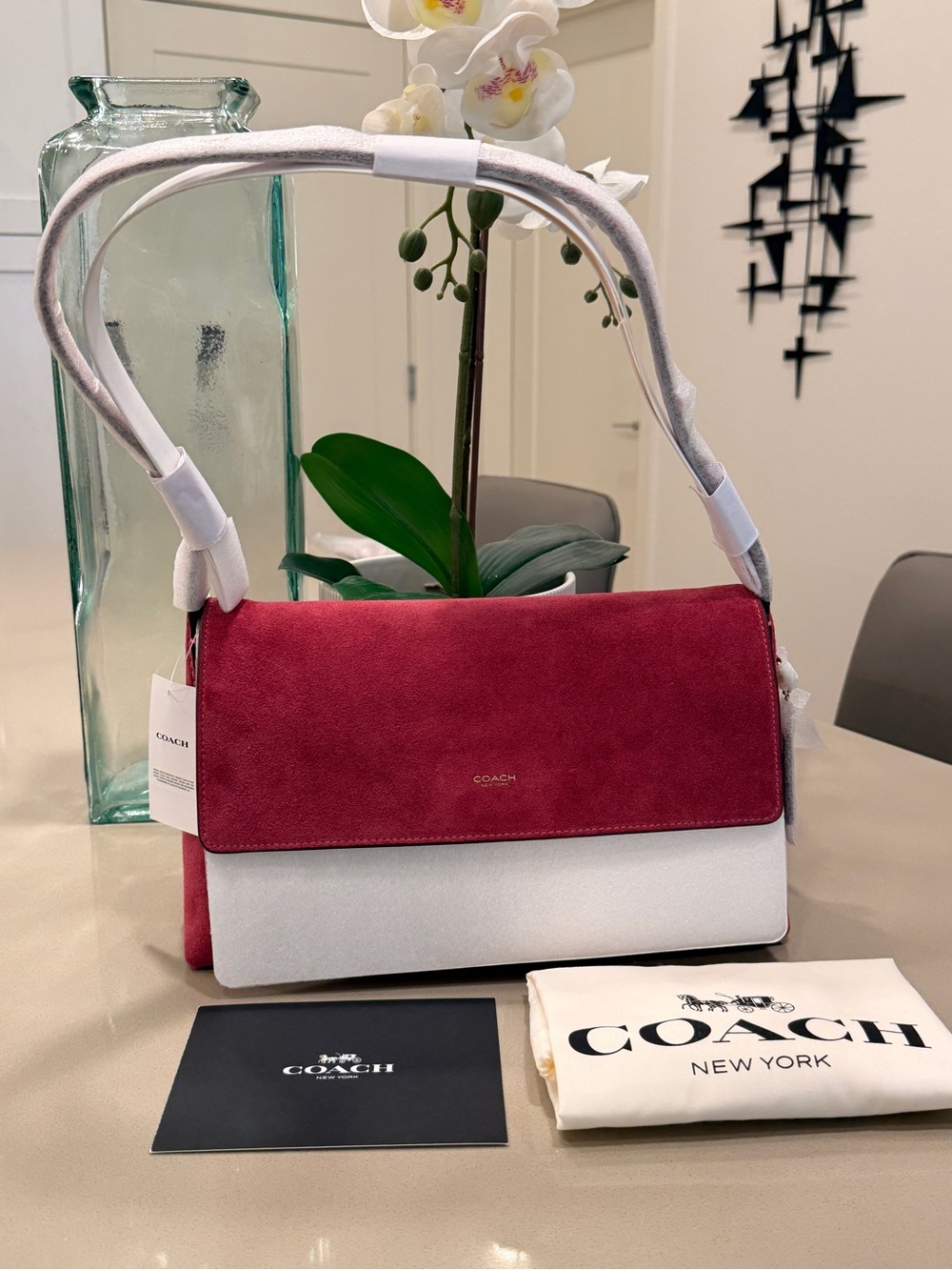 Coach Suede Chelsea 30 in Dark Fuchsia NWT